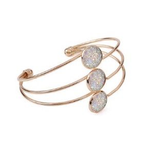Multi-layer Druzy Bangle Bracelet Gold/White